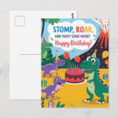 "Stamp, Brul & Vier Feest Met Dino Kids-ontwerp Briefkaart (Voorkant / Achterkant)