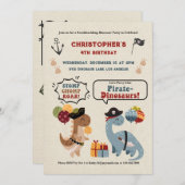 Stamp Chomp Brul Dinosaurus Piraat Jongens Verjaar Kaart (Voorkant / Achterkant)