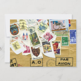  Stamp Collage Afscheidsfeest Uitnodiging