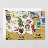  Stamp Collage Afscheidsfeest Uitnodiging (Voorkant / Achterkant)