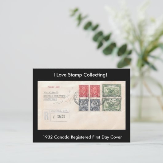 Stamp Collecting Briefkaart 1932 Canada FDC (Staand voorkant)