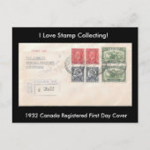 Stamp Collecting Briefkaart 1932 Canada FDC (Voorkant)