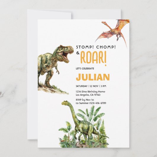 Stamp Kauw Brul Banden Rex Verjaardag Dinosaure Kaart (Voorkant)