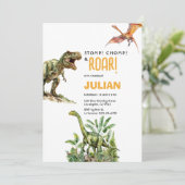 Stamp Kauw Brul Banden Rex Verjaardag Dinosaure Kaart (Staand voorkant)