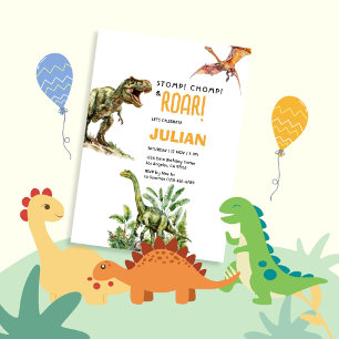 Stamp Kauw Brul Tirex Dinosaurus Verjaardag Kaart