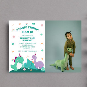 Stamp Kauw Raawr Schattige Dinosaurus Verjaardagsf Kaart