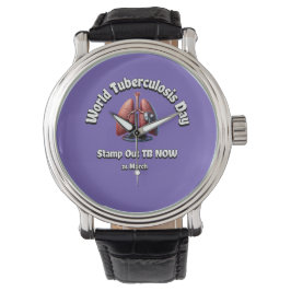 Stamp onze TB nu. Wereld Tuberculose Dag. Horloge