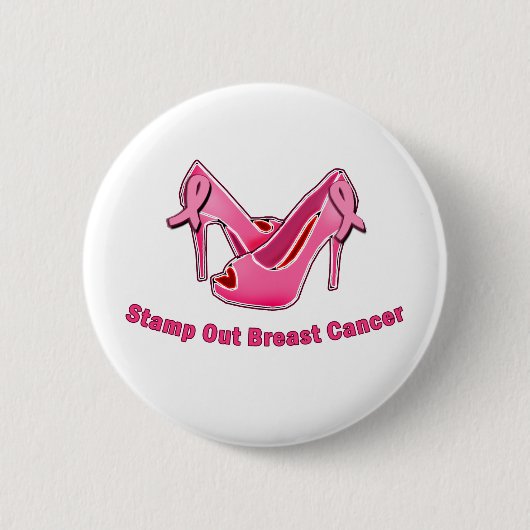 Stamp Out Breast Cancer Stilettos Ronde Button 5,7 Cm (Voorkant)