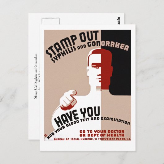Stamp Out Syphilis and Gonorrhea Briefkaart (Voorkant / Achterkant)