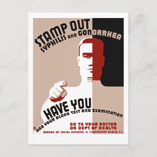 Stamp Out Syphilis and Gonorrhea Briefkaart (Voorkant)