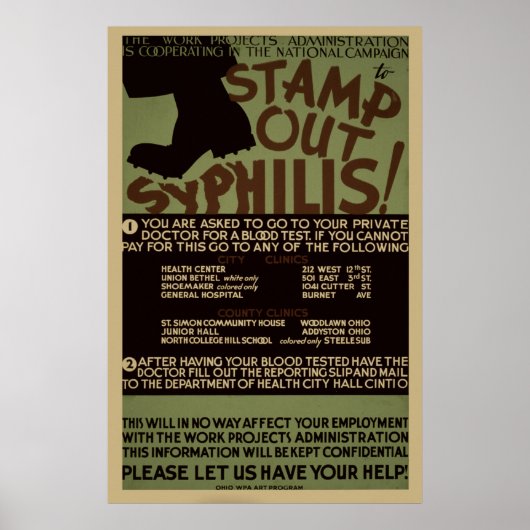 Stamp Out Syphilis  WPA Health Poster (Voorkant)
