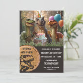 Stamp Over Dinosaur Verjaardagsfeestje Kaart (Staand voorkant)