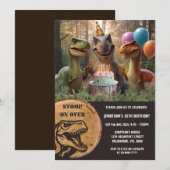 Stamp Over Dinosaur Verjaardagsfeestje Kaart (Voorkant / Achterkant)