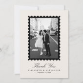 Stamp Style Modern Ivory One Photo Thank You Card Kaart (Voorkant)