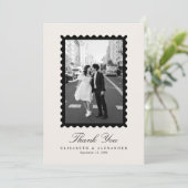 Stamp Style Modern Ivory One Photo Thank You Card Kaart (Staand voorkant)