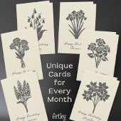 Stamped Chrysanthemum November Birth Flower Linen Kaart