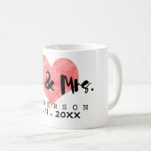 Stamped Heart Mr & Mrs Wedding Date Koffiemok (Voorkant rechts)