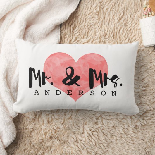 Stamped Heart Rustic Mr & Mrs Monogram Kussen (Deken)