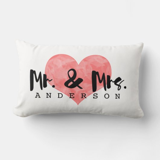 Stamped Heart Rustic Mr & Mrs Monogram Kussen (Voorkant)