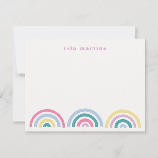 Stamped Rainbows Kinder Stationery Kaart - Blauwgr (Voorkant)