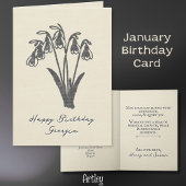 Stamped Snow Drop Januari Geboorte Bloem Linnen Kaart