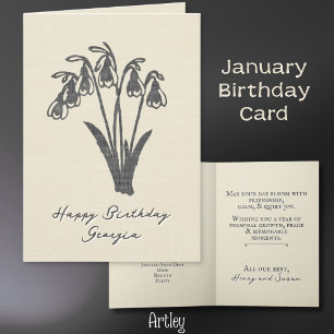 Stamped Snow Drop Januari Geboorte Bloem Linnen Kaart