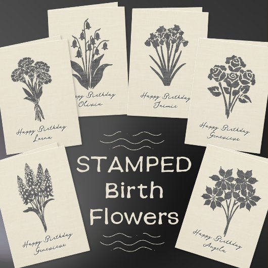 Stamped Snow Drop Januari Geboorte Bloem Linnen Kaart