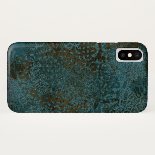Stamped Teals Greens and Black Celtic Design Case-Mate iPhone Case (Achterkant (horizontaal))