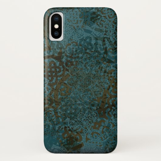 Stamped Teals Greens and Black Celtic Design Case-Mate iPhone Case (Achterkant)