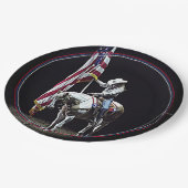 Stampede gebeden (rode, witte & blauwe rand) papieren bordje (Gekanteld)