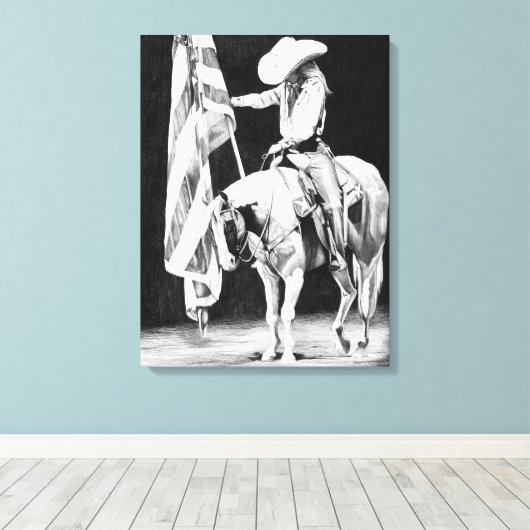 Stampede Prayers (ballpoint) Canvas Afdruk (Insitu (Houten vloer))