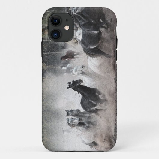 Stampeding Mustang Horses & Teepee iPhone 5 Hoesje (Achterkant)