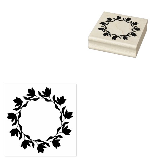 Stämpel med vacker blomkrans rubberstempel (Gestempeld)