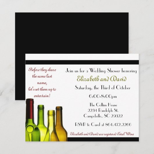 Stampen in de Bar, wijnfles Kaart (Voorkant / Achterkant)