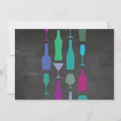Stampen van de Bar Chalk Navy Bottles Party Invita Kaart (Achterkant)