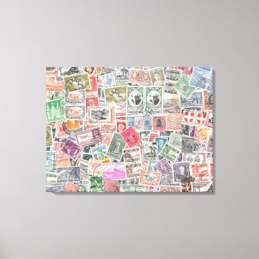 Stampen van over de hele wereld, unieke canvaskuns canvas afdruk (Voorkant)