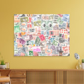 Stampen van over de hele wereld, unieke canvaskuns canvas afdruk (Insitu (Woonkamer))