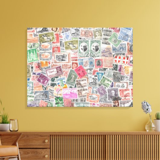 Stampen van over de hele wereld, unieke canvaskuns canvas afdruk (Insitu (Woonkamer))