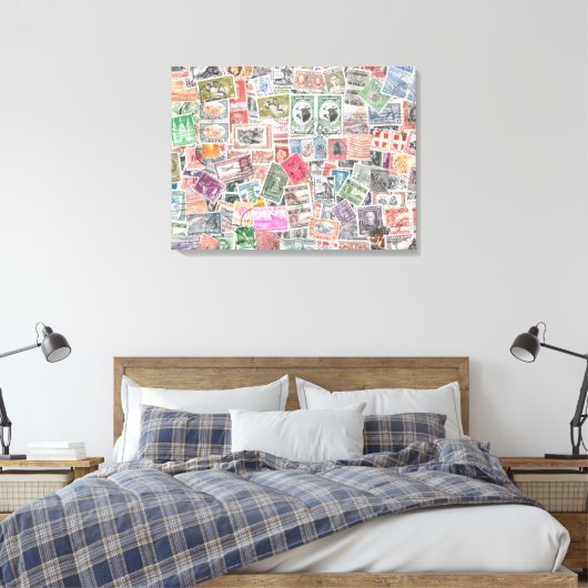 Stampen van over de hele wereld, unieke canvaskuns canvas afdruk (Insitu (Slaapkamer))