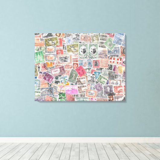 Stampen van over de hele wereld, unieke canvaskuns canvas afdruk (Insitu (Houten vloer))