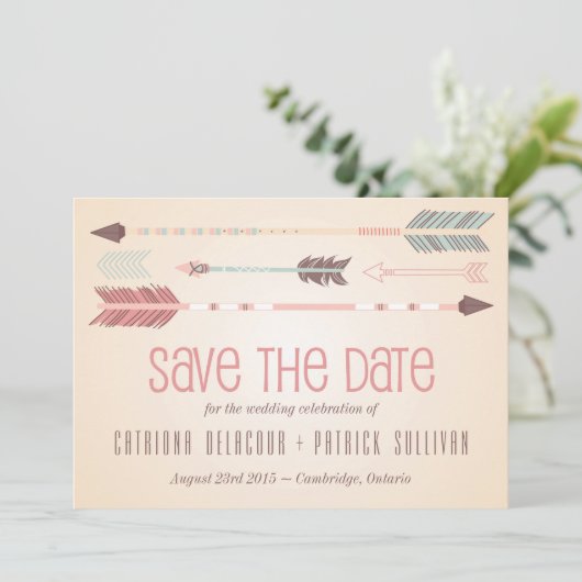 stampijlen Sla de datum-bekendmaking op Save The Date (Staand voorkant)