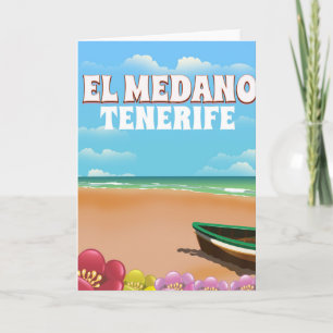 Stamposter voor stransport El Medano Tenerife Feestdagen Kaart