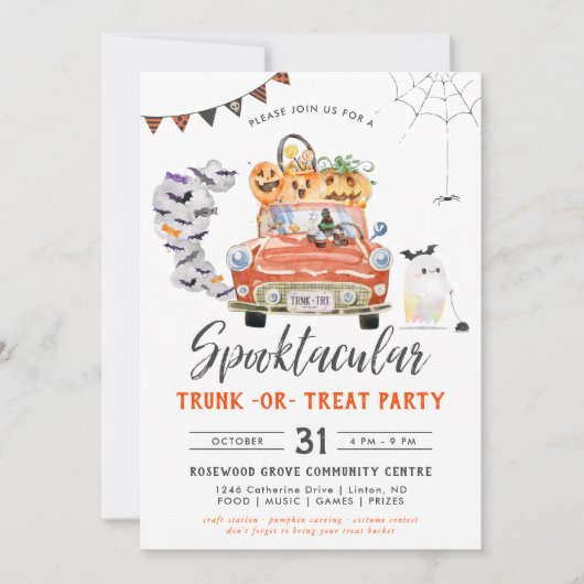 Stamppot of traktatie | Halloweenfeest uitnodiging (Voorkant)