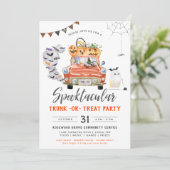 Stamppot of traktatie | Halloweenfeest uitnodiging (Staand voorkant)