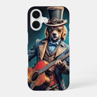 Stamppunk Goudkleurige retriever hond die gitaar s iPhone 16 Hoesje