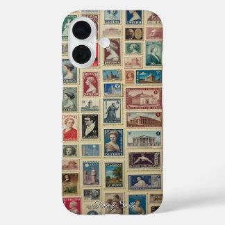 Stamps Global Travel iPhone 16 Hoesje