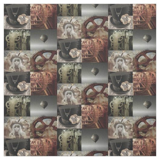 Stampunk bedrukte katoenen kleding stof (Swatch)