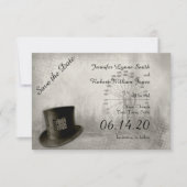 Stampunk Carnival Top Hat Wedding Save the Date (Voorkant)