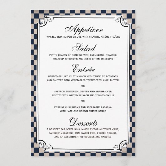 Stampunk Checkerboard Wedding Menu-kaarten Menu (Achterkant)