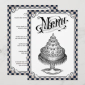 Stampunk Checkerboard Wedding Menu-kaarten Menu (Voorkant / Achterkant)
